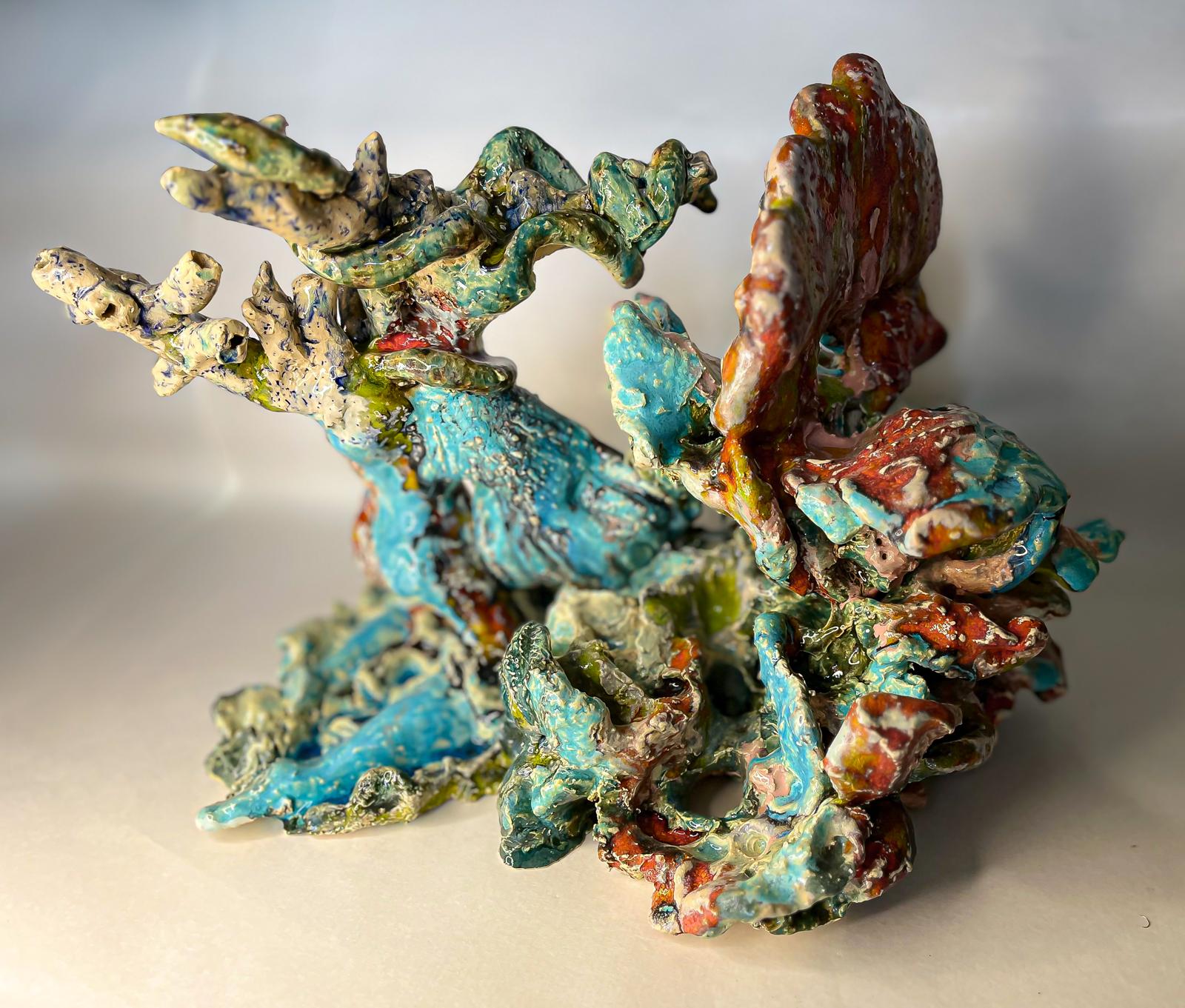 Kleurrijke mixed media objecten uit een Slow Art masterclass